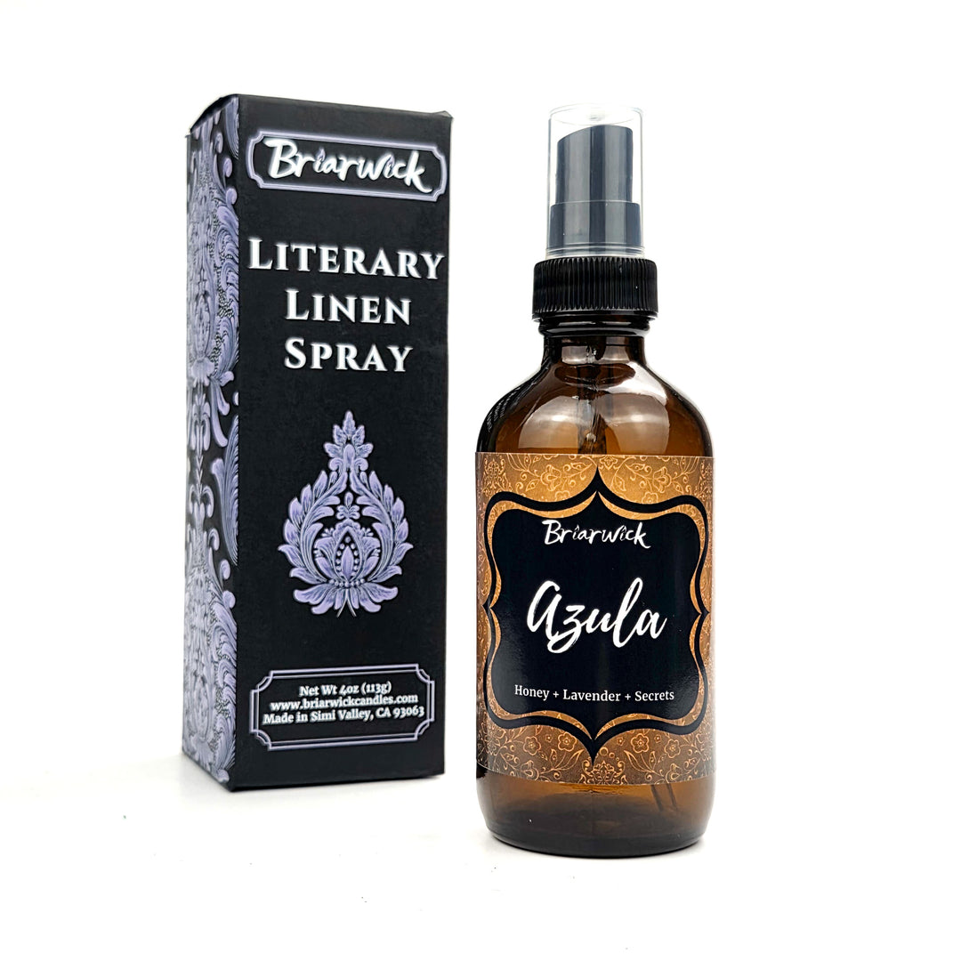 Briarwick Literary Linen Spray bottle and packaging on a white background