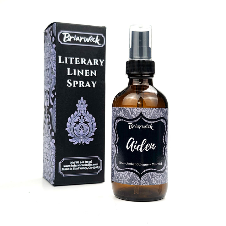 Briarwick Literary Linen Spray bottle and packaging on a white background