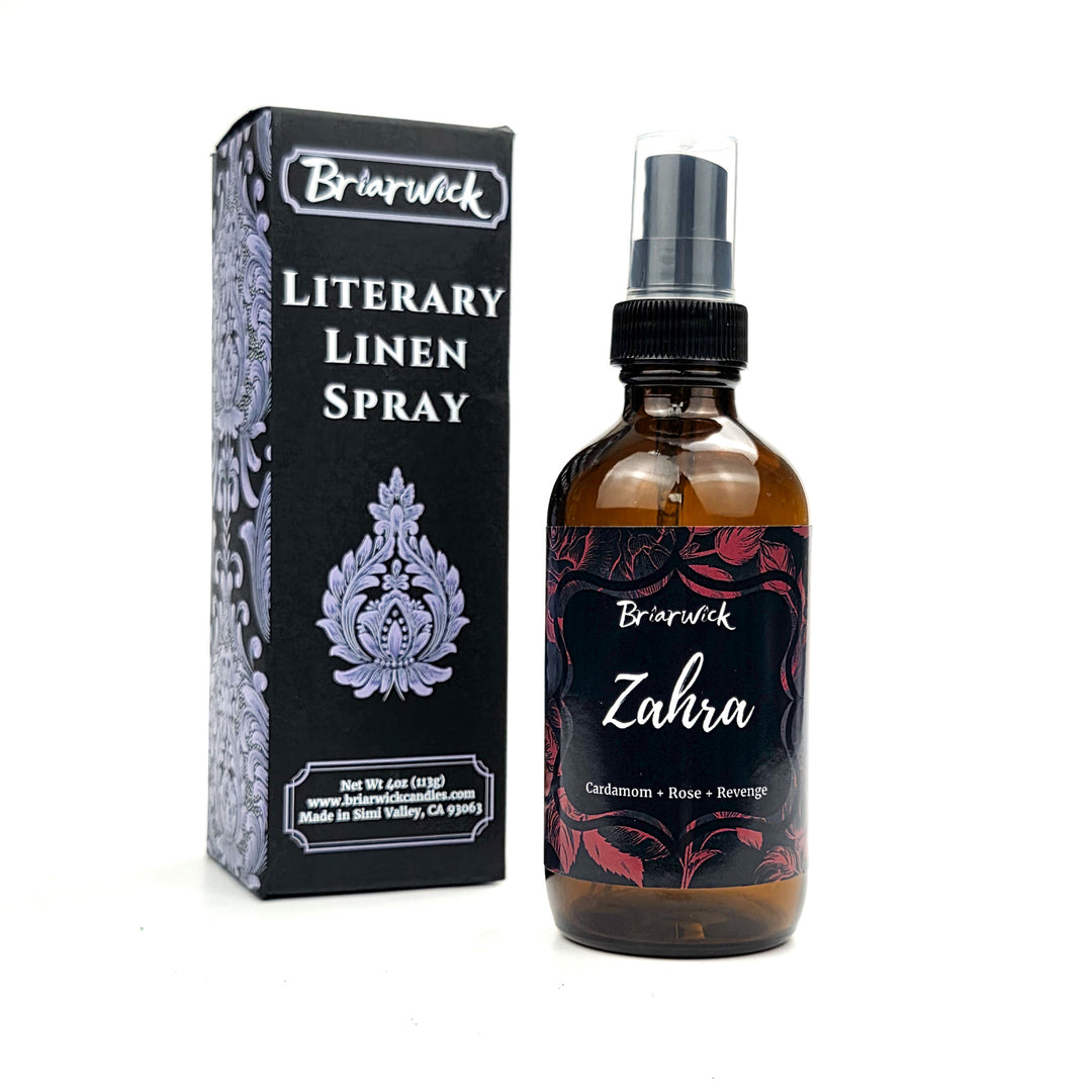 Briarwick Literary Linen Spray bottle and packaging on a white background