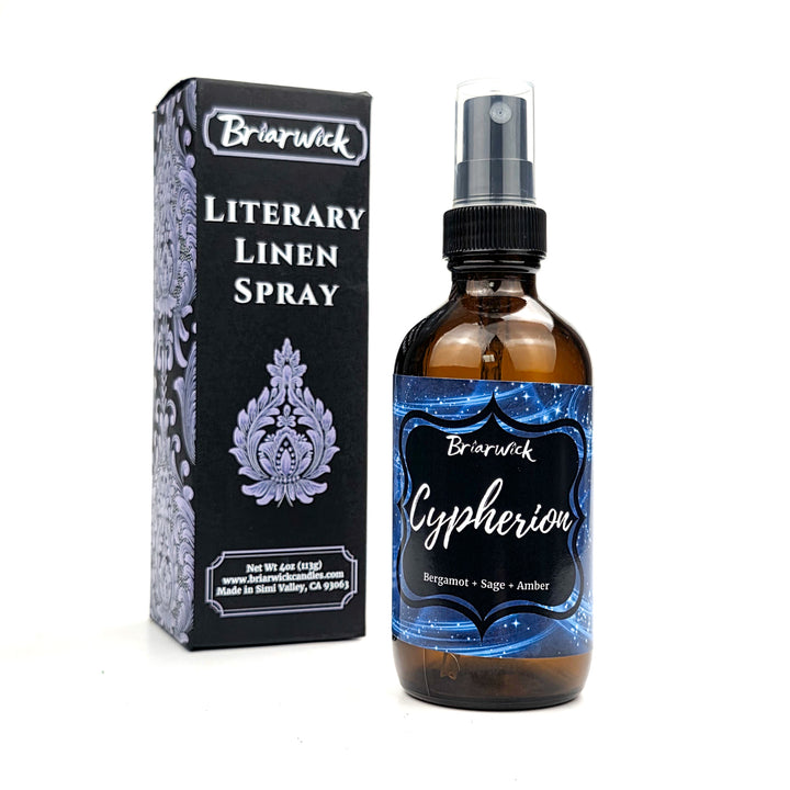 Briarwick Literary Linen Spray bottle and packaging on a white background