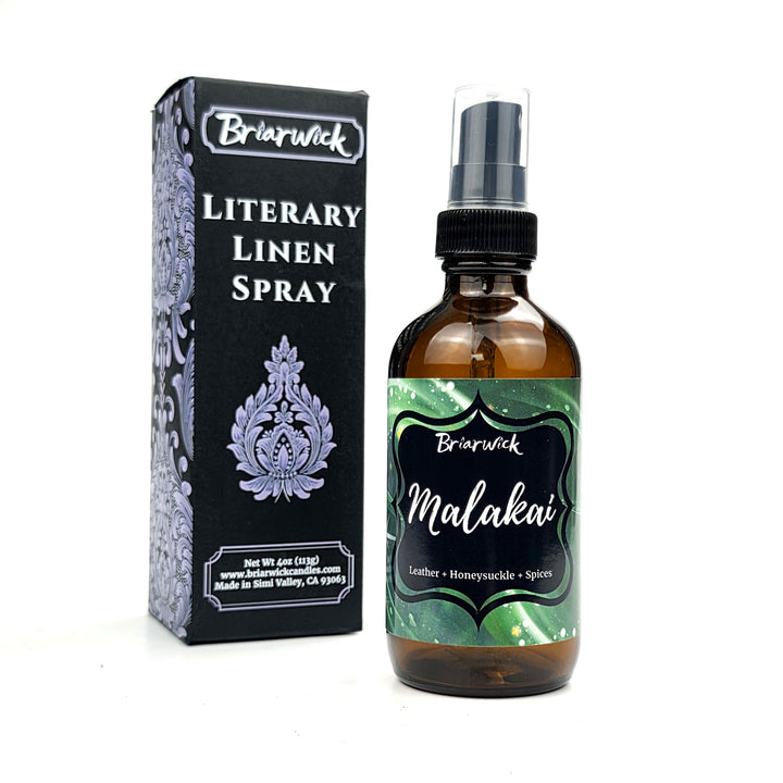 Briarwick Literary Linen Spray bottle and packaging on a white background