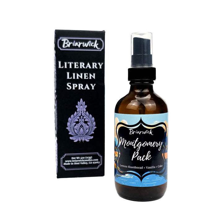 Briarwick Literary Linen Spray bottle and packaging on a white background
