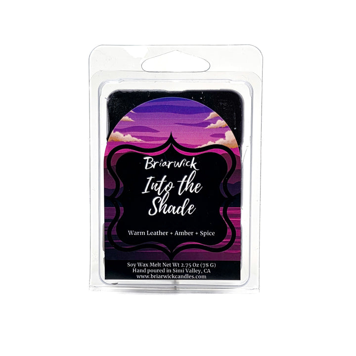 Briarwick Into the Shade wax melt package with purple and black design