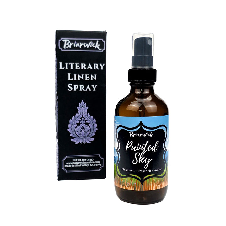 Briarwick Literary Linen Spray bottle and packaging on a white background