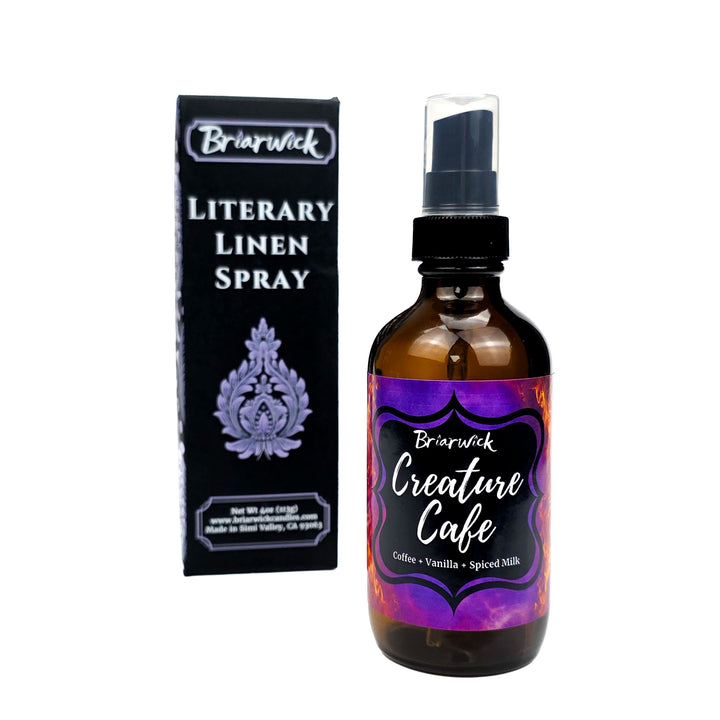 Brierwick Literary Linen Spray bottle and packaging on a white background