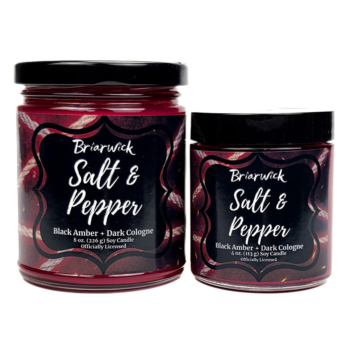Two jars of Briarwick Salt & Pepper candles on a white background