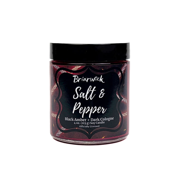 Jar of Briarwick Salt & Pepper candle on a white background