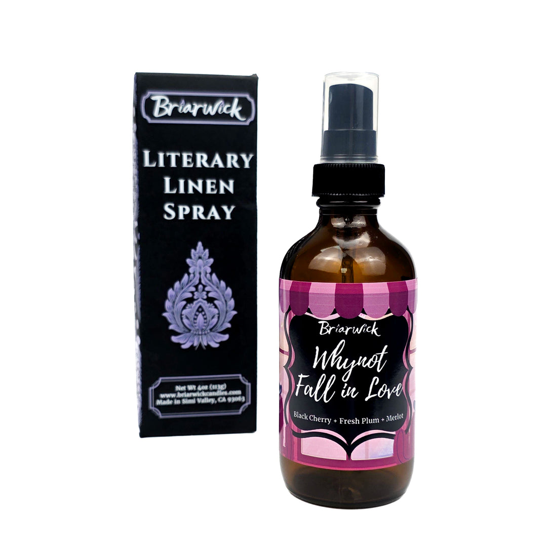 Briarwick Literary Linen Spray bottle and packaging on a white background
