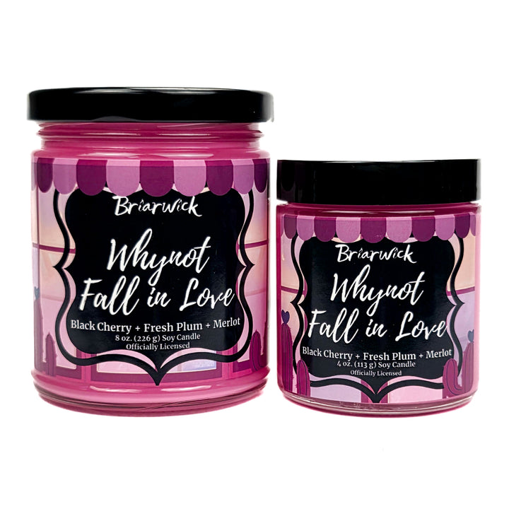 Two Briarwick 'Whynot Fall in Love' candles on a white background