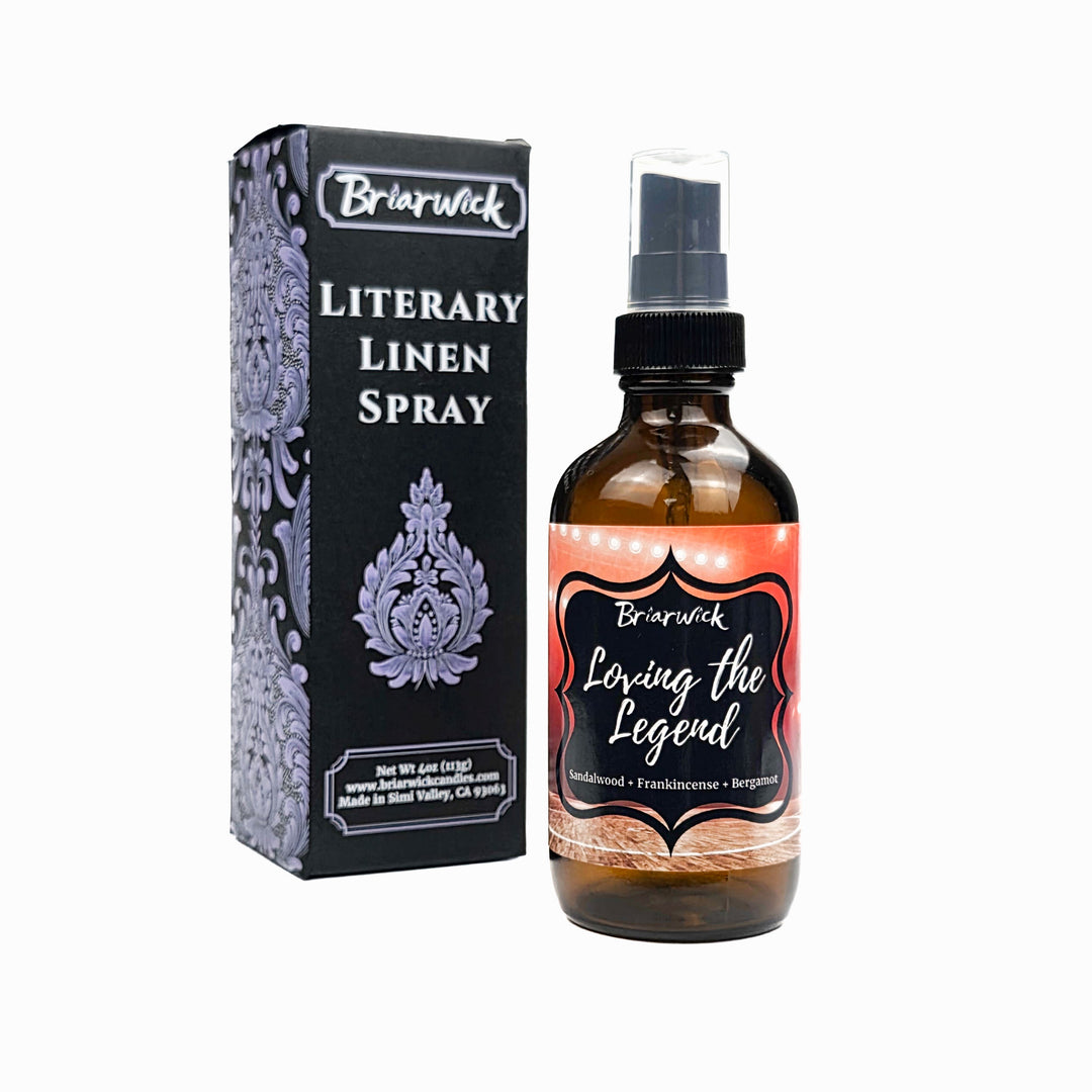 Brierwick Literary Linen Spray bottle and packaging on a white background