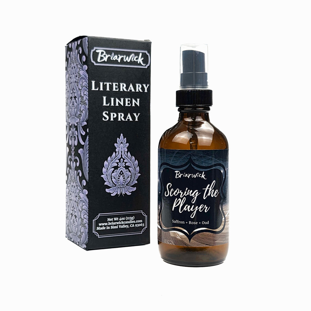 Briarwick Literary Linen Spray bottle and packaging on a white background