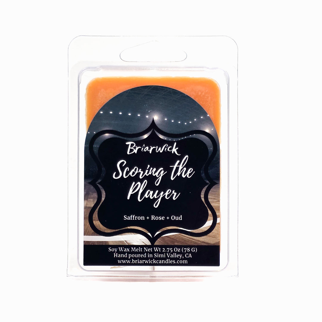 Wax melt package by Briarwick called 'Scoring the Player' on a white background