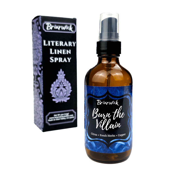 Brierwick Literary Linen Spray bottle and packaging on a white background