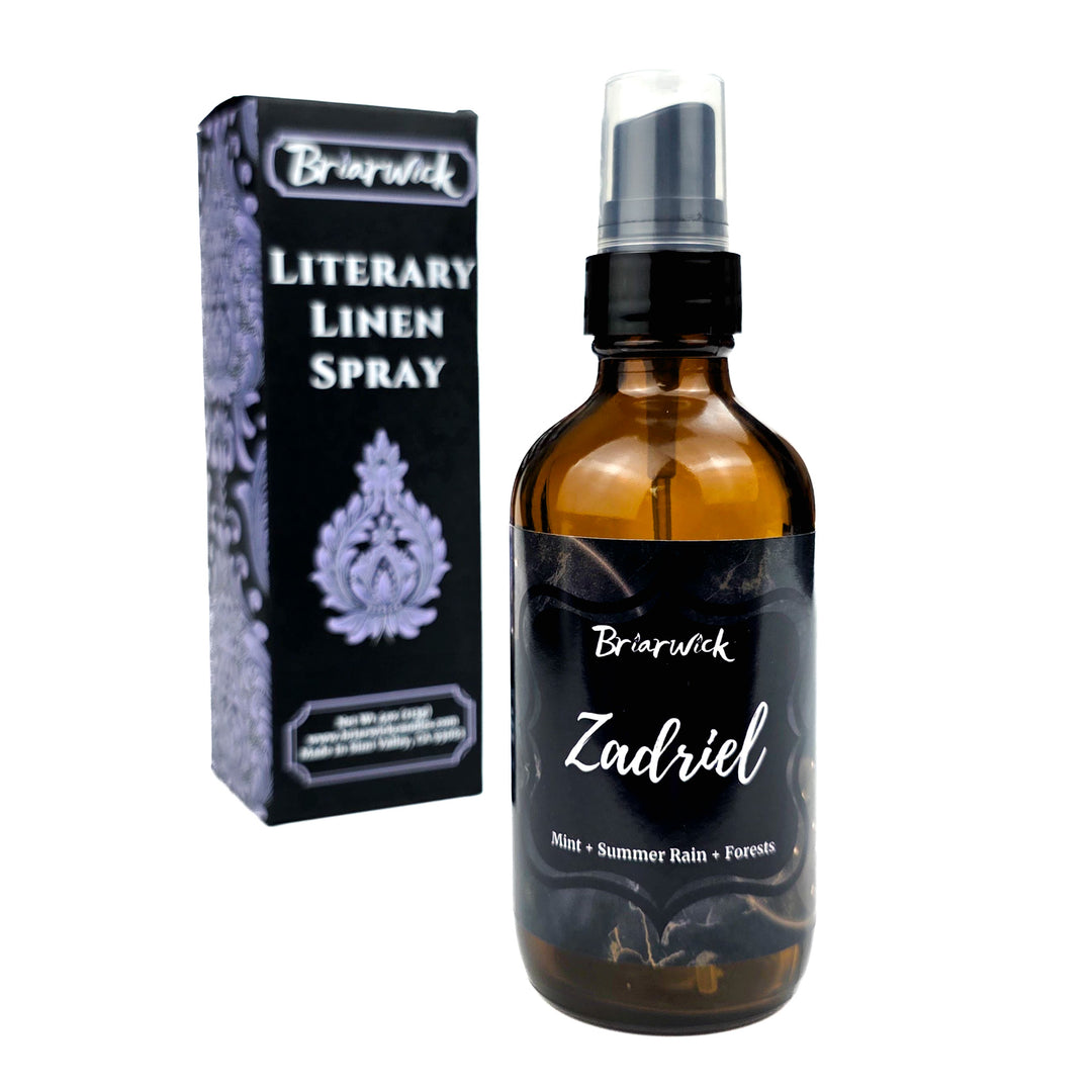 Briarwick Literary Linen Spray bottle and packaging on a white background