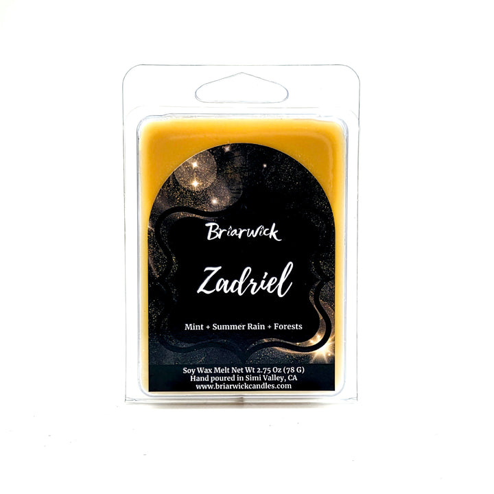 Wax melt package with 'Briarwick Zadriel' branding on a white background