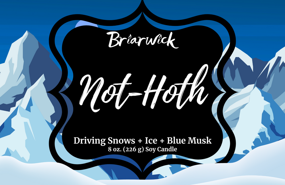 not-Hoth label with white & blue mountain design