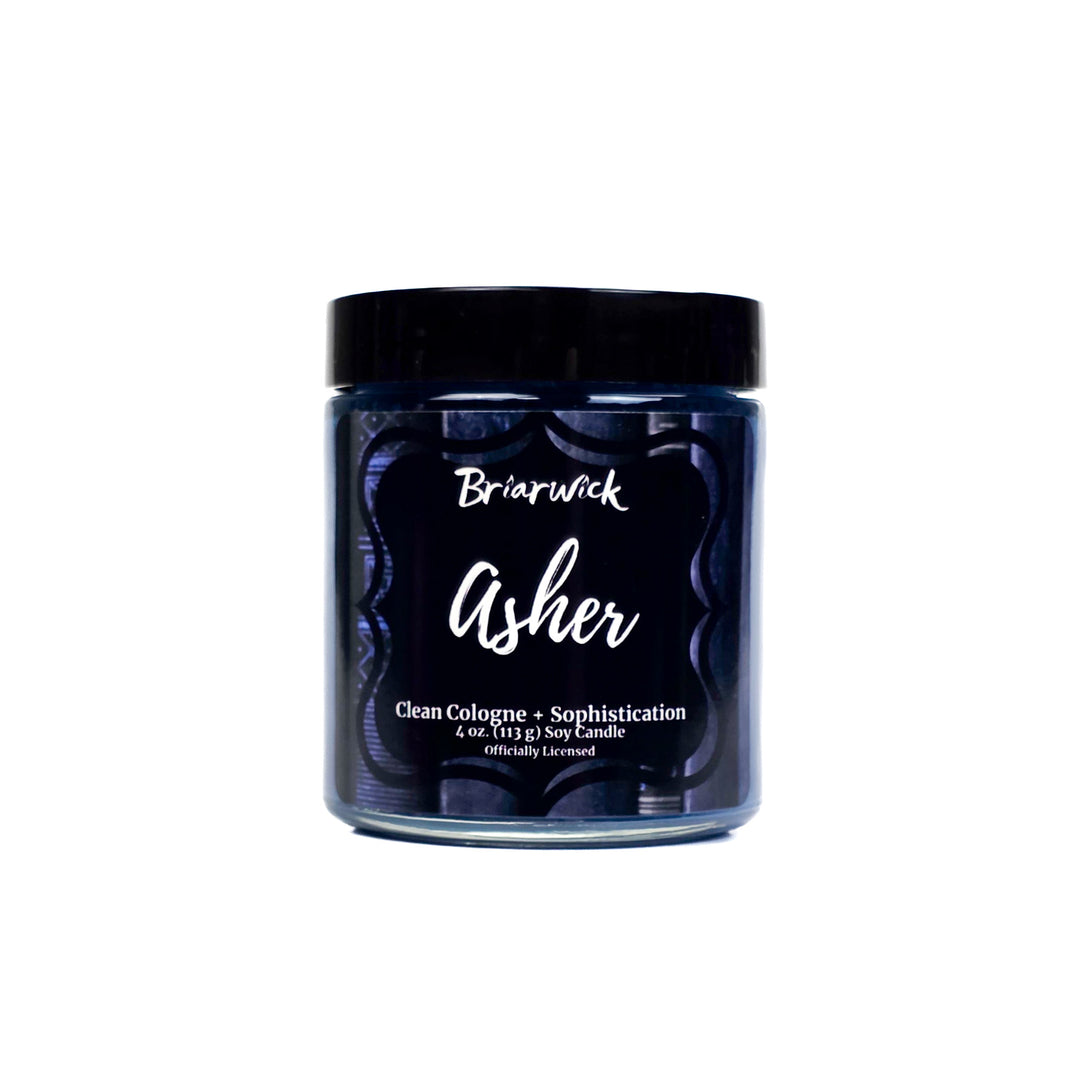 Jar of Briarwick Asher candle on a white background