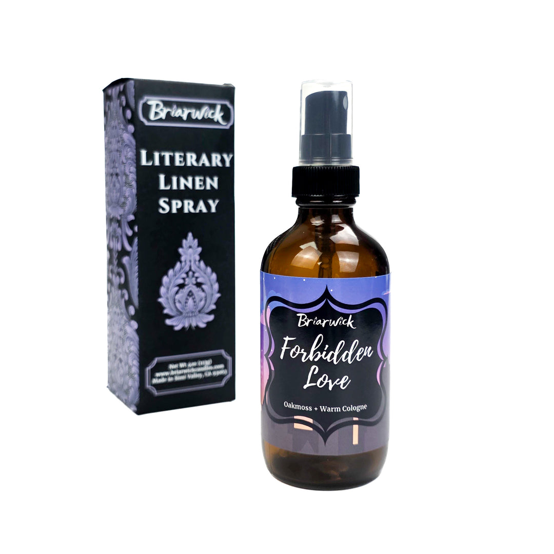 Briarwick Literary Linen Spray bottle and packaging on a white background