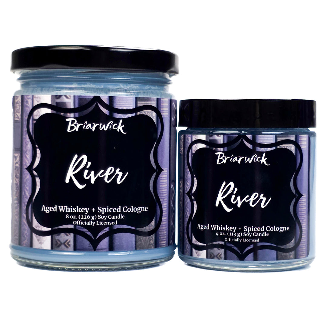 Two jars of Briarwick River candles on a white background