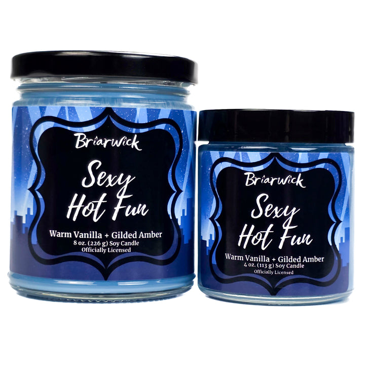 Two jars of Briarwick Sexy Hot Fun candles on a white background