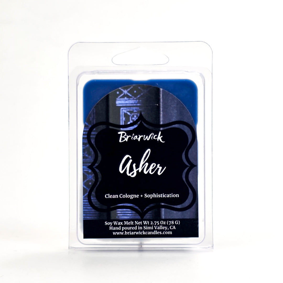 Soy wax melt package with 'Briarwick Asher' branding on a white background
