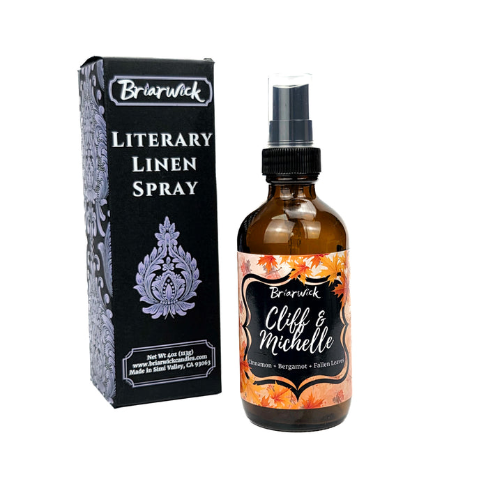 Briarwick Literary Linen Spray bottle and packaging on a white background
