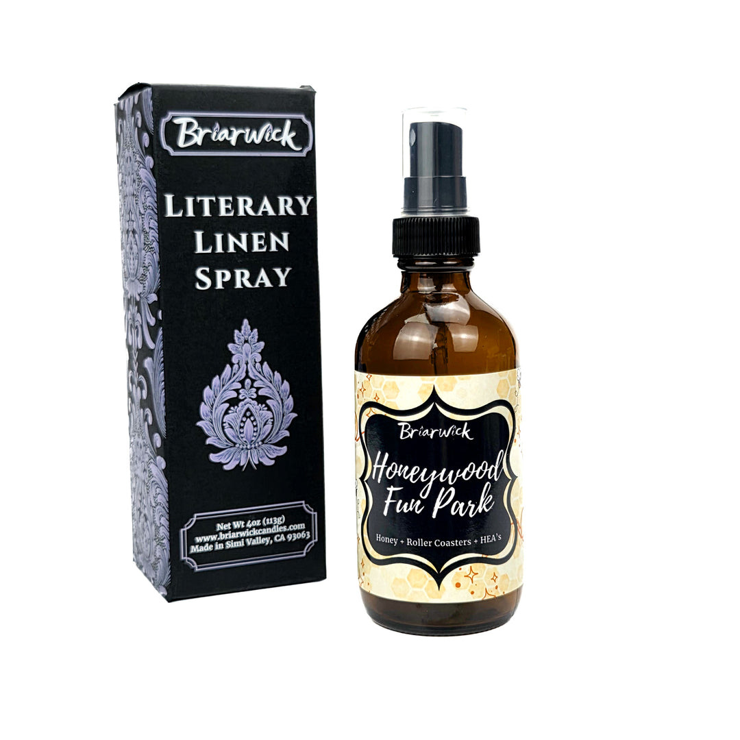 Briarwick Literary Linen Spray bottle and packaging on a white background