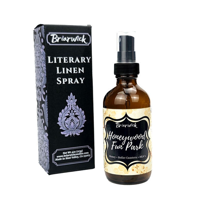 Briarwick Literary Linen Spray bottle and packaging on a white background