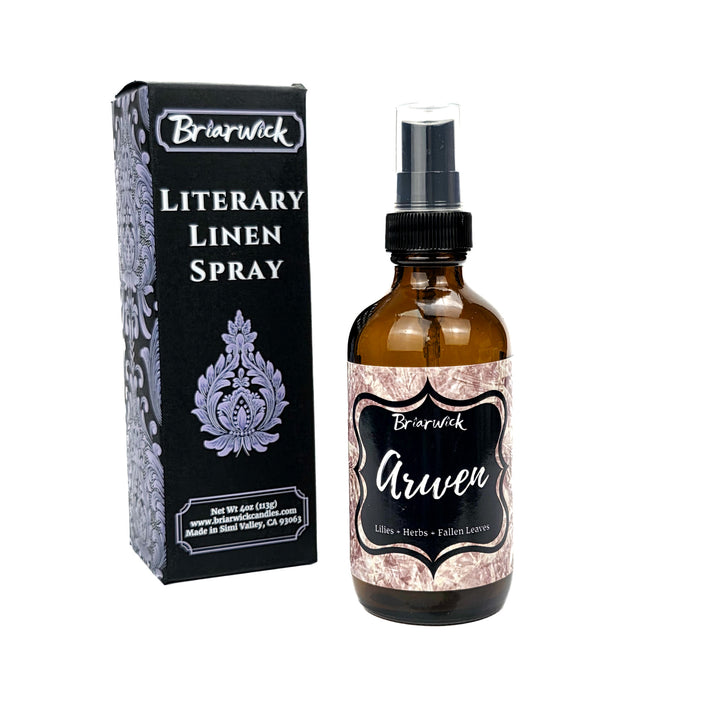 Briarwick Literary Linen Spray bottle and packaging on a white background