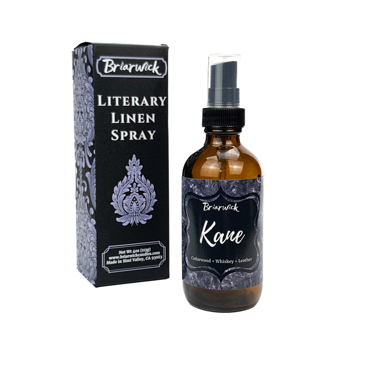 Briarwick Literary Linen Spray bottle and packaging on a white background