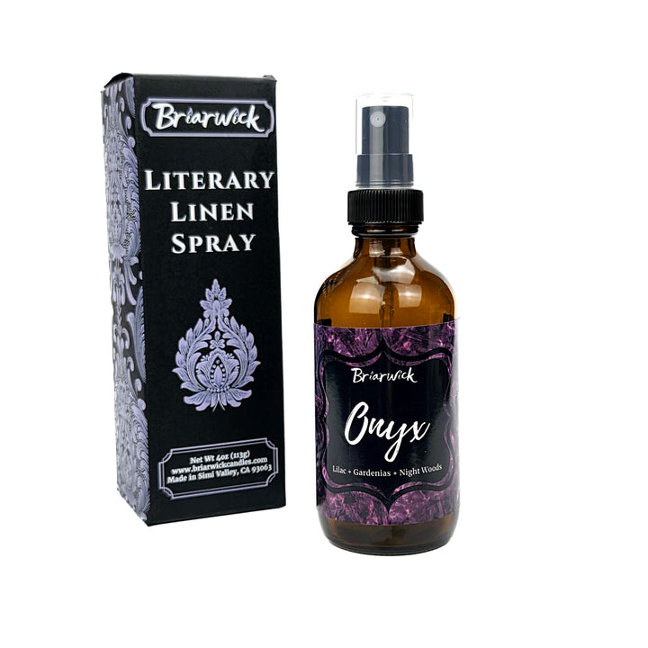 Briarwick Literary Linen Spray bottle and packaging on a white background