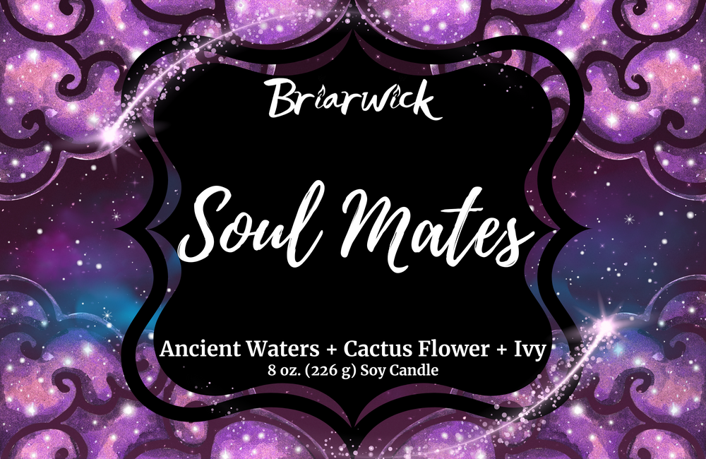 Soul Mates label with purple galaxy design