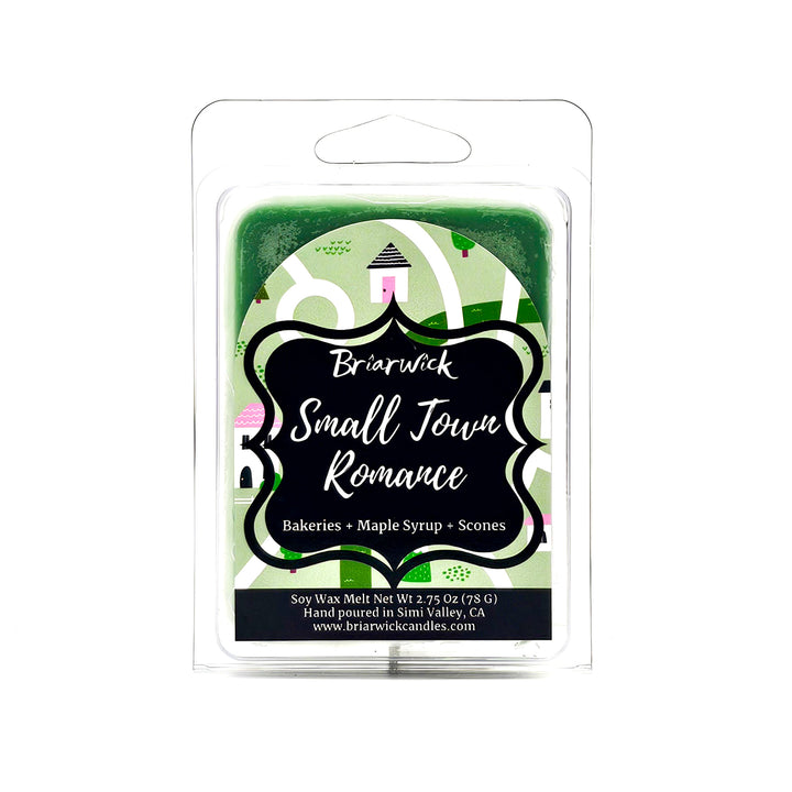 Small Town Romance 2oz pastel green Wax Melt with green map design on a white background