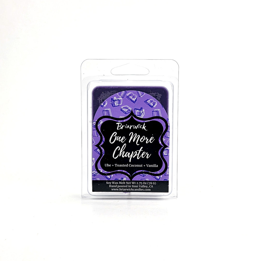 One More Chapter 2oz lavender Wax Melt with purple book design on a white background