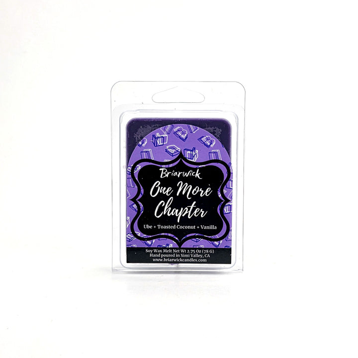 One More Chapter 2oz lavender Wax Melt with purple book design on a white background