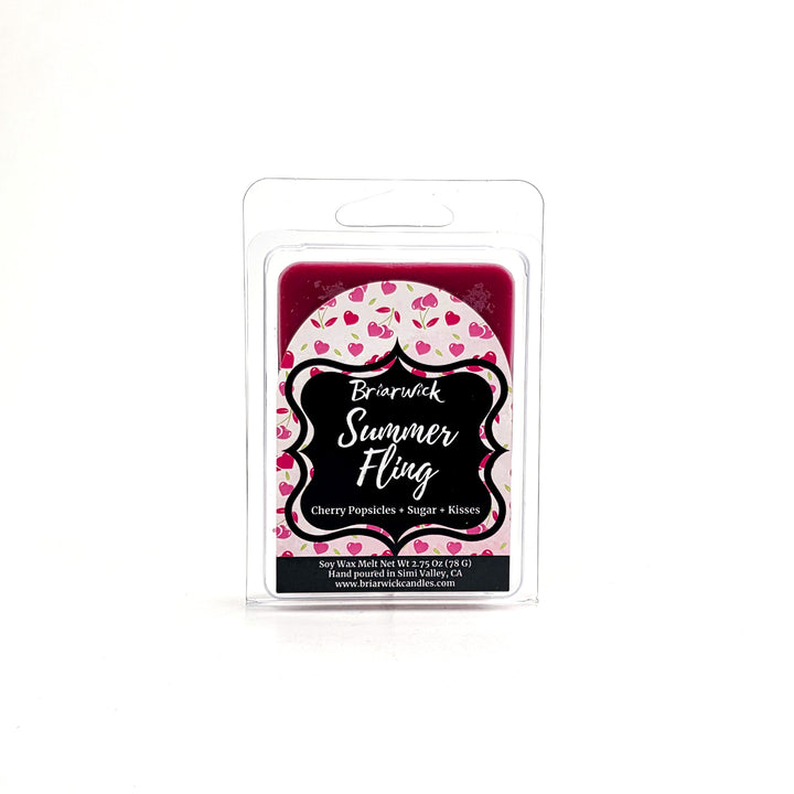 Summer Fling 2oz pastel pink Wax Melt with heart pattern design on a white background