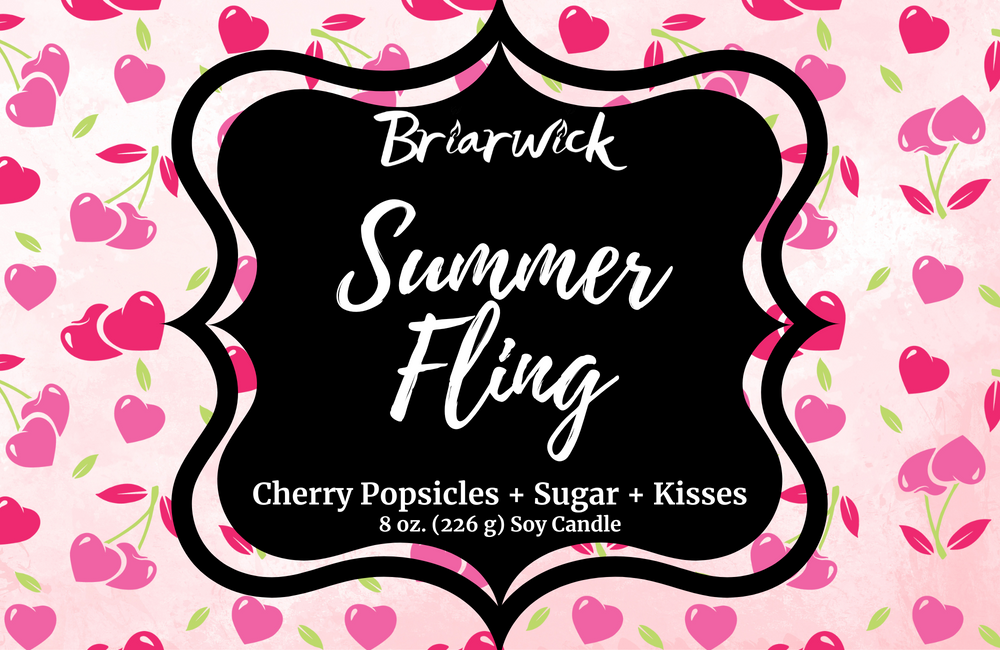 Summer Fling label with heart pattern design