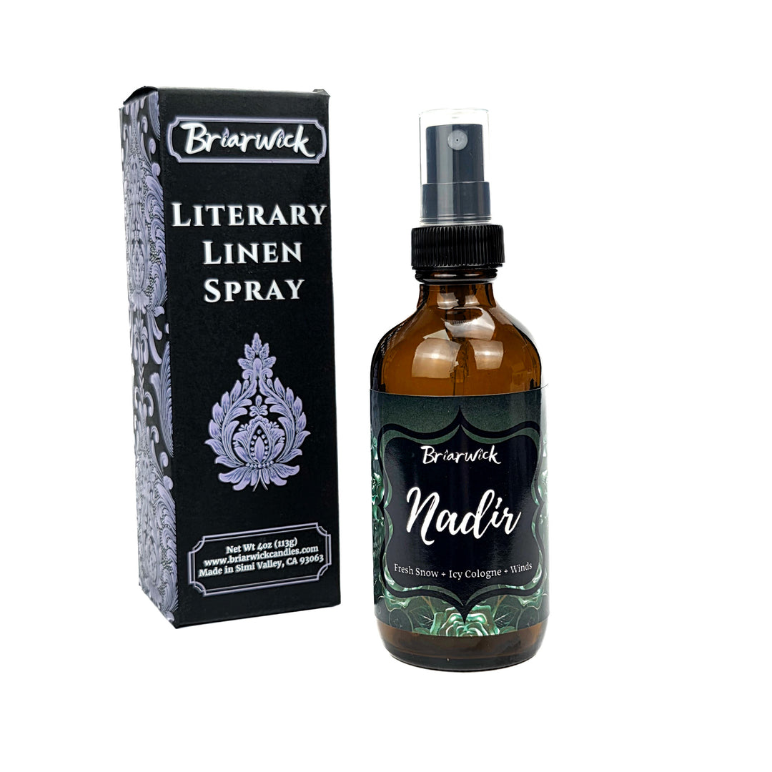 Briarwick Literary Linen Spray bottle and packaging on a white background