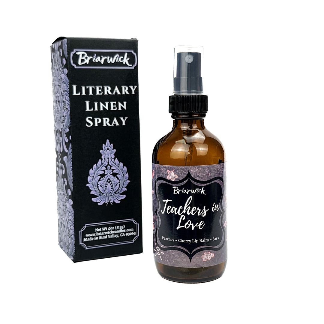 Briarwick Literary Linen Spray bottle and packaging on a white background