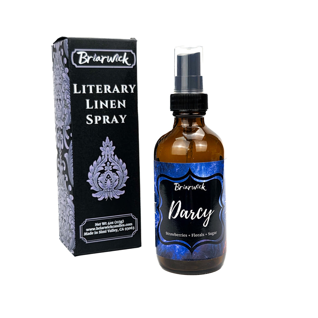 Brierwick Literary Linen Spray bottle and packaging on a white background