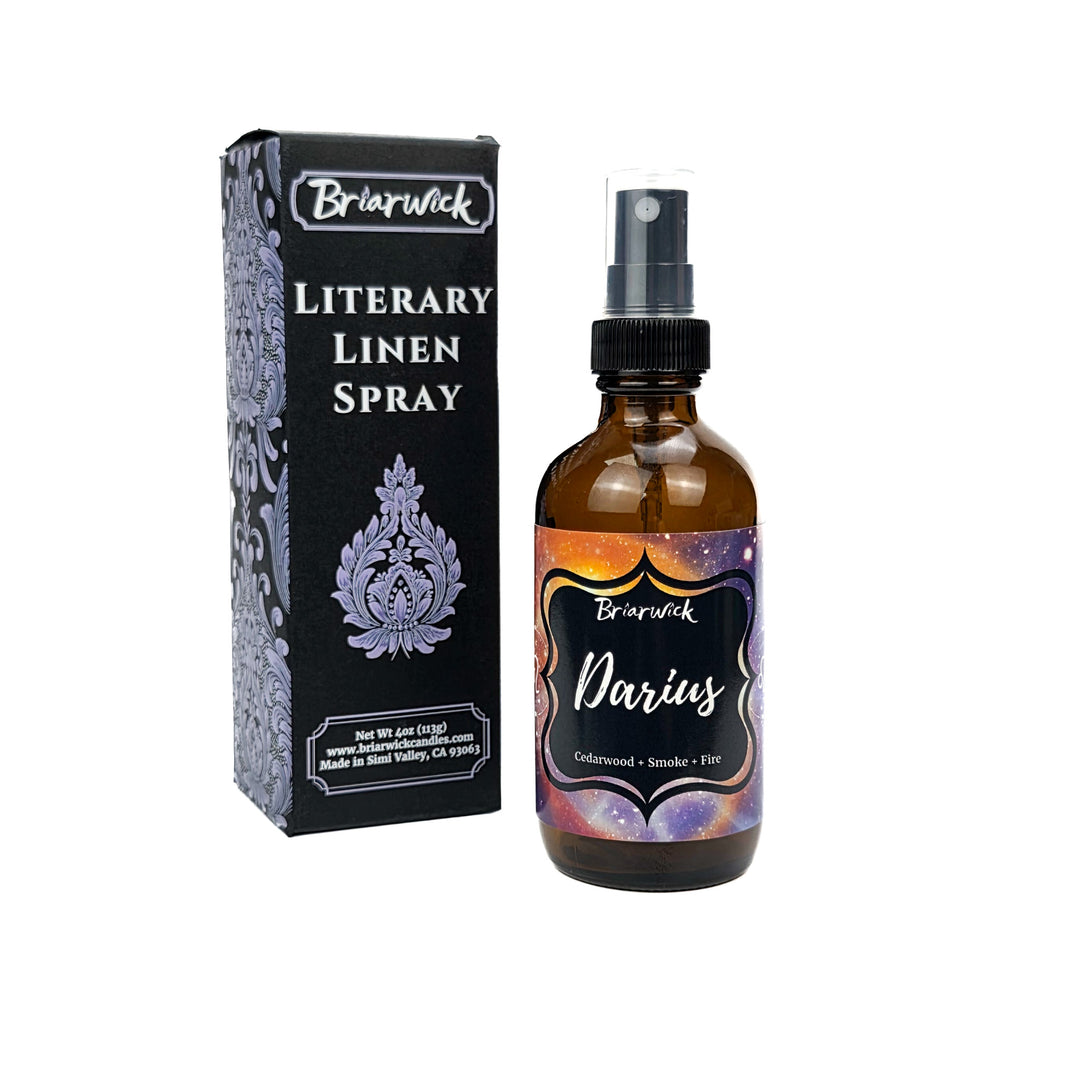 Briarwick Literary Linen Spray bottle and packaging on a white background