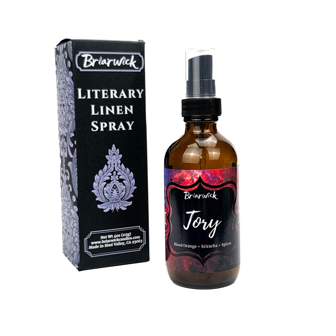 Brierwick Literary Linen Spray bottle and packaging on a white background