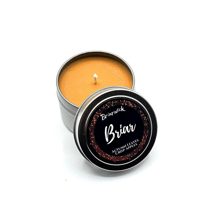 a tin of briau candle on a white background