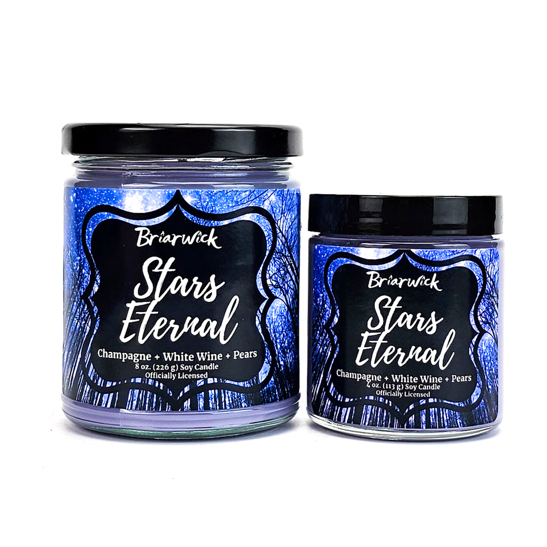 two jars of star's elorat candles on a white background