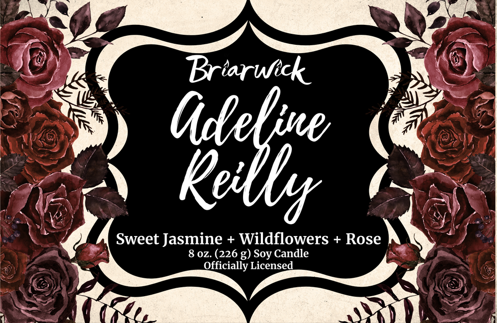 Adeline Reilly 8oz candle label with white floral design