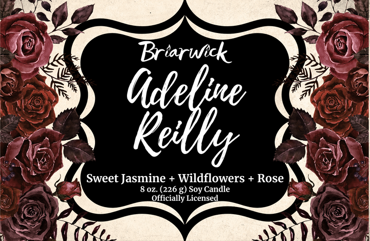 Adeline Reilly 8oz candle label with white floral design