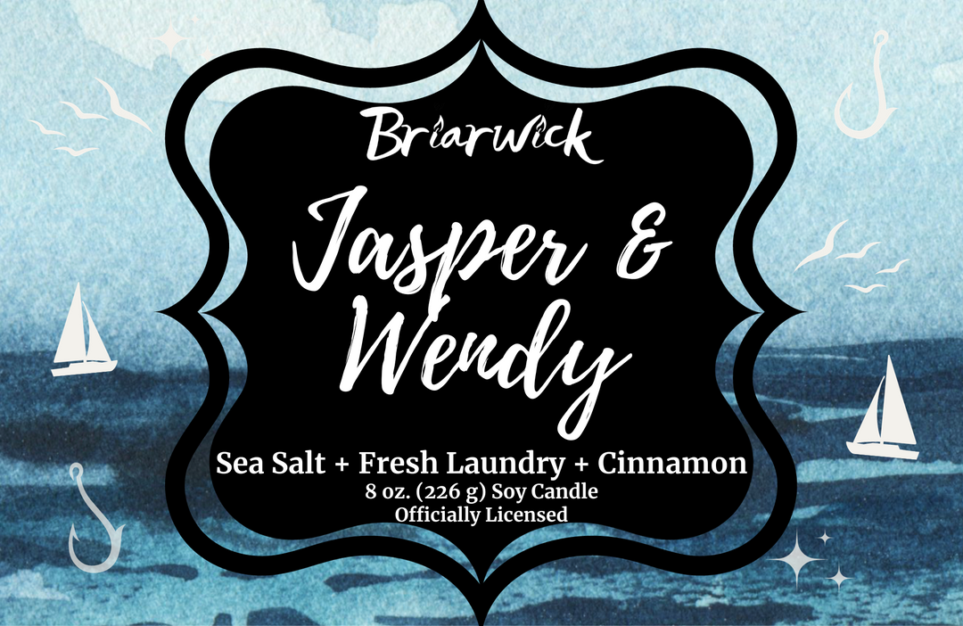 Jasper & Wendy candle label blue oceanic design