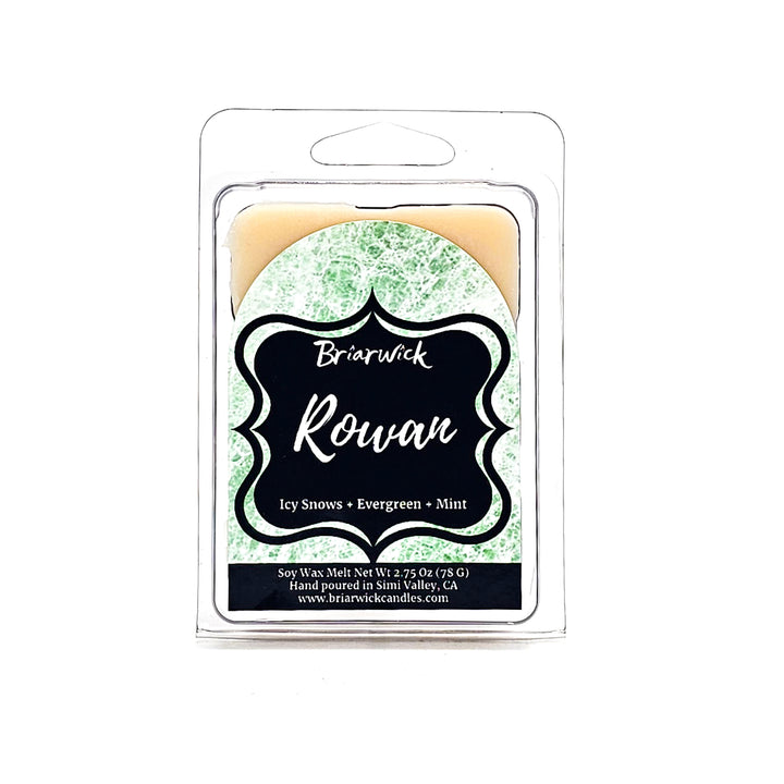 Rowan 2oz white Wax Melt with white textured design on a white background