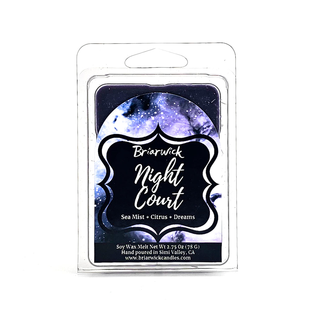 Night Court 2oz gray Wax Melt with gray galaxy design on a white background