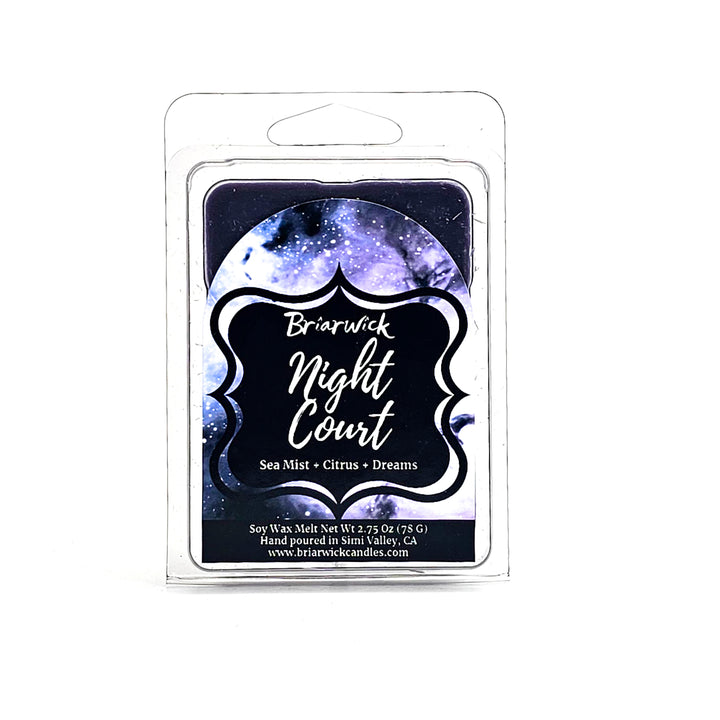 Night Court 2oz gray Wax Melt with gray galaxy design on a white background